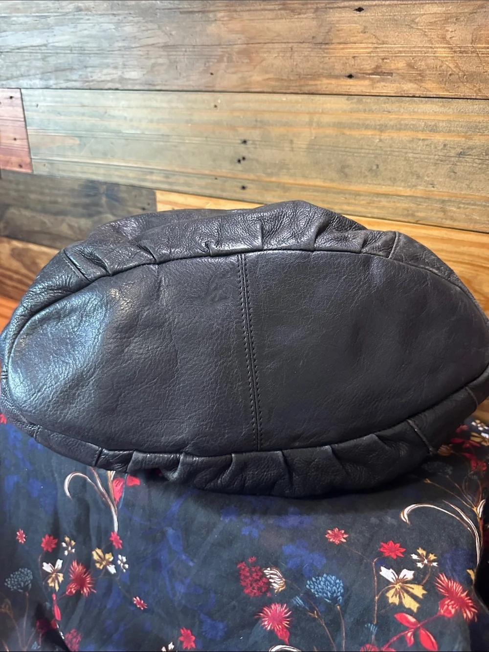 B Makowsky- large black slouchy bag. 100% leather with silver buckles.